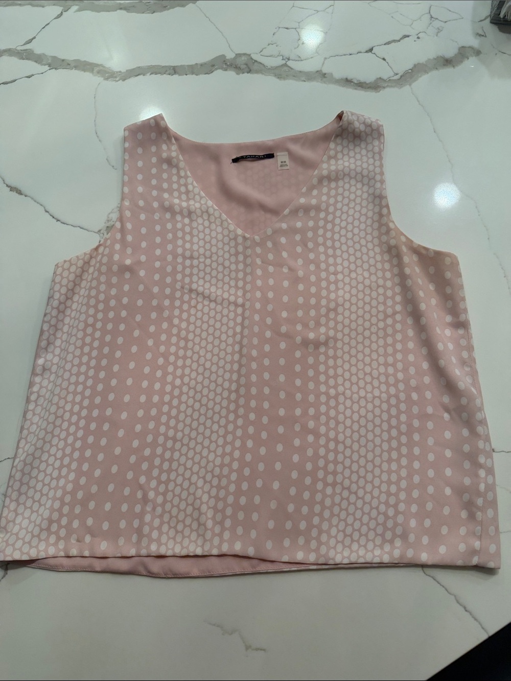T Tahari Blush Pink Polka Dot V-Neck Sleeveless Camisole